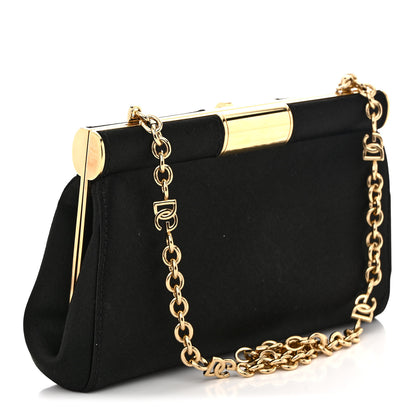 Dolce & Gabbana Satin Small Marlene Chain Clutch Black 3 of 11