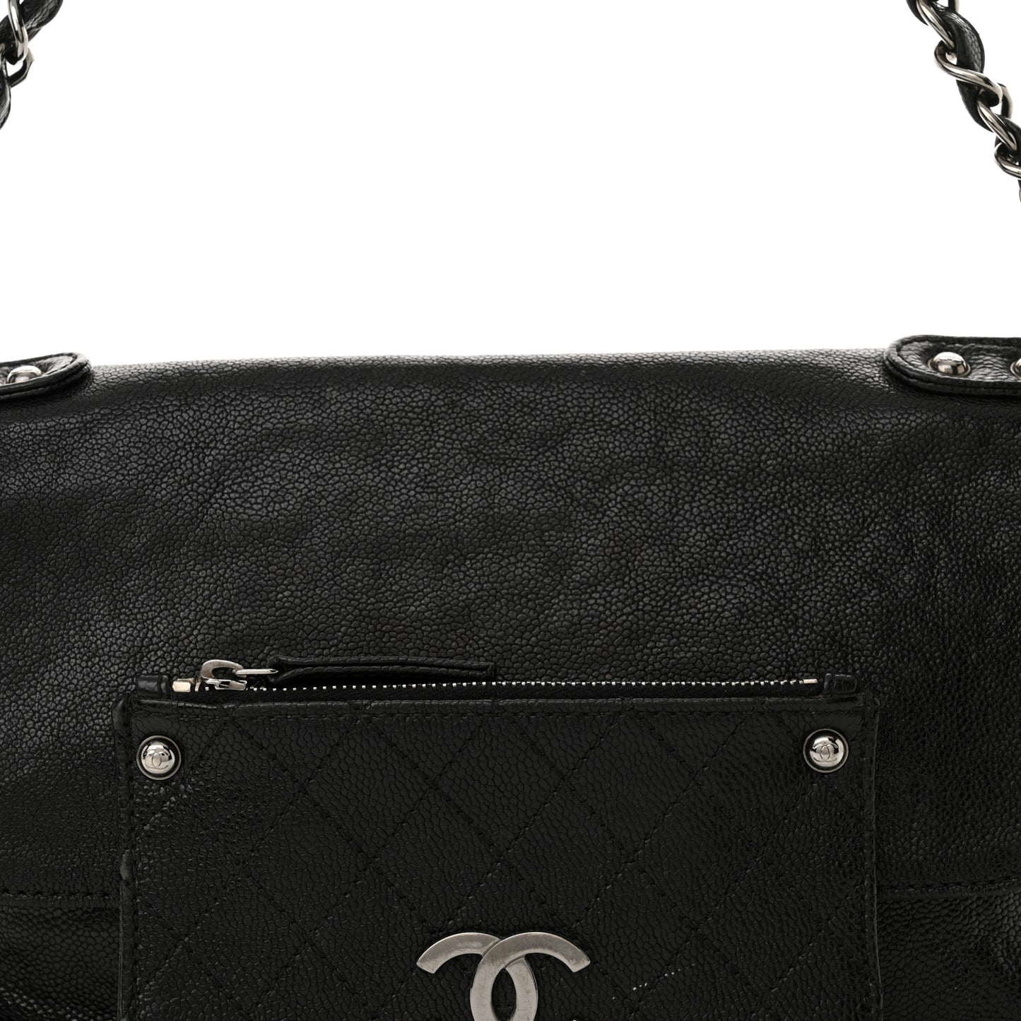 Glazed Caviar Small Pocket In The City Shoulder Bag Black