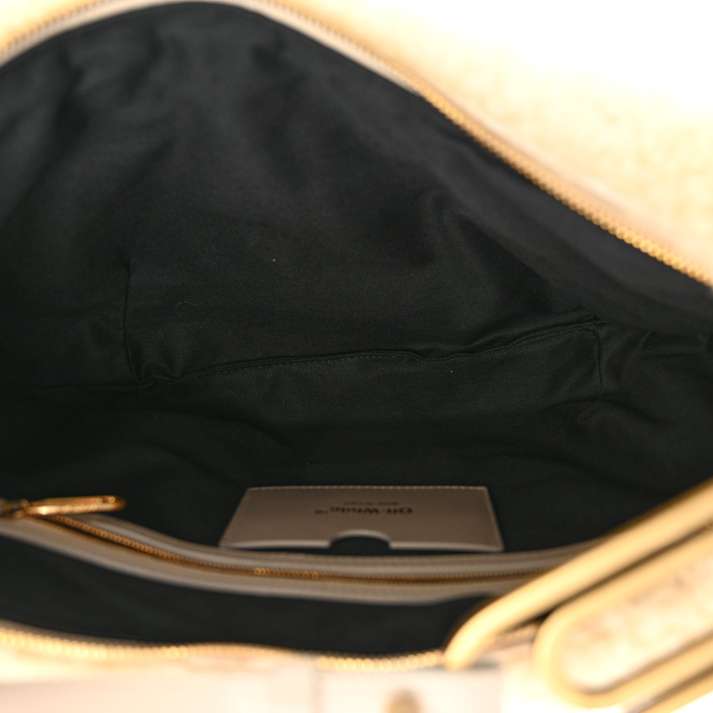 Shearling Paperclip Hobo Bag Beige