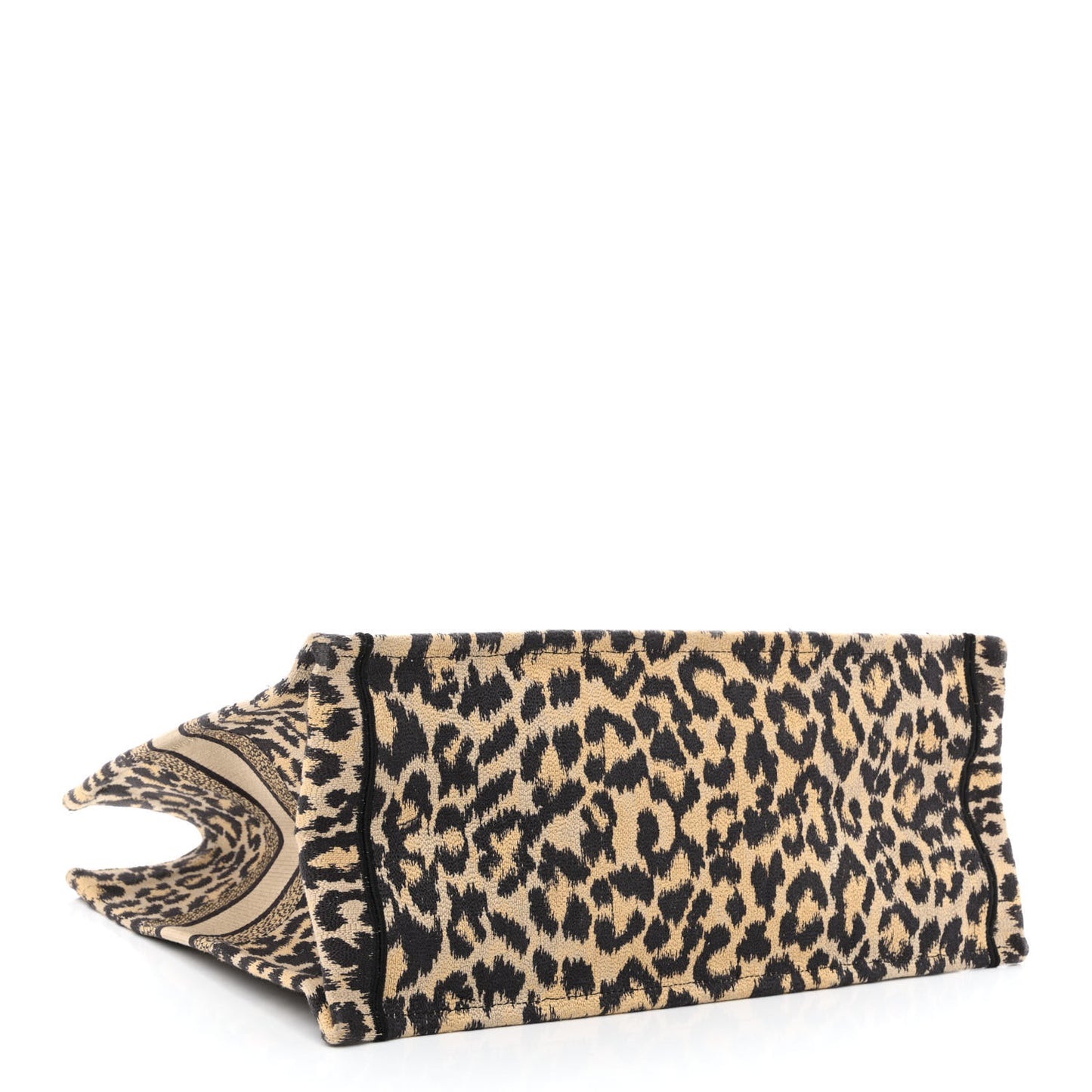 Canvas Mizza Embroidered Large Leopard Book Tote Beige