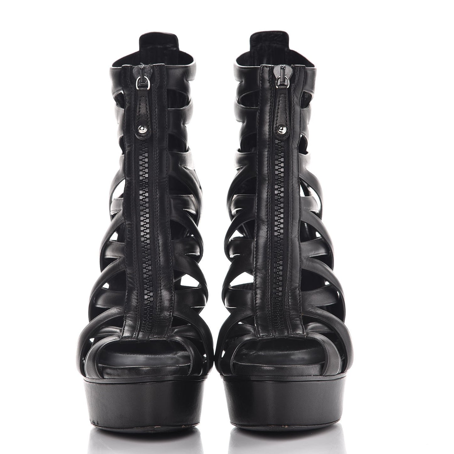 Calfskin Lifford Cage Platform Sandal Heels 36.5 Black