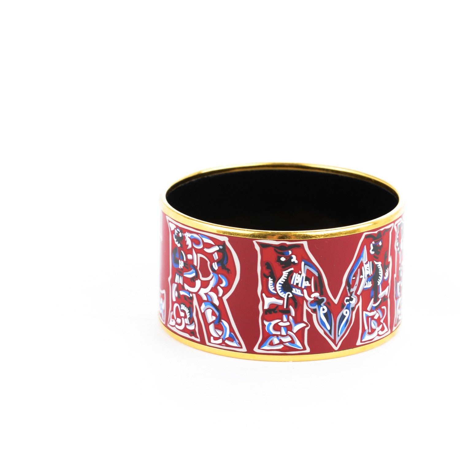 Hermes Enamel Printed Alphabet Russe Extra Wide Bracelet 65 3 of 5