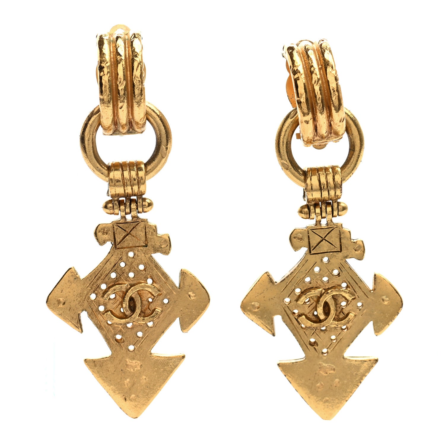 Chanel CC Cross Clip On Earrings Gold 1 of 4