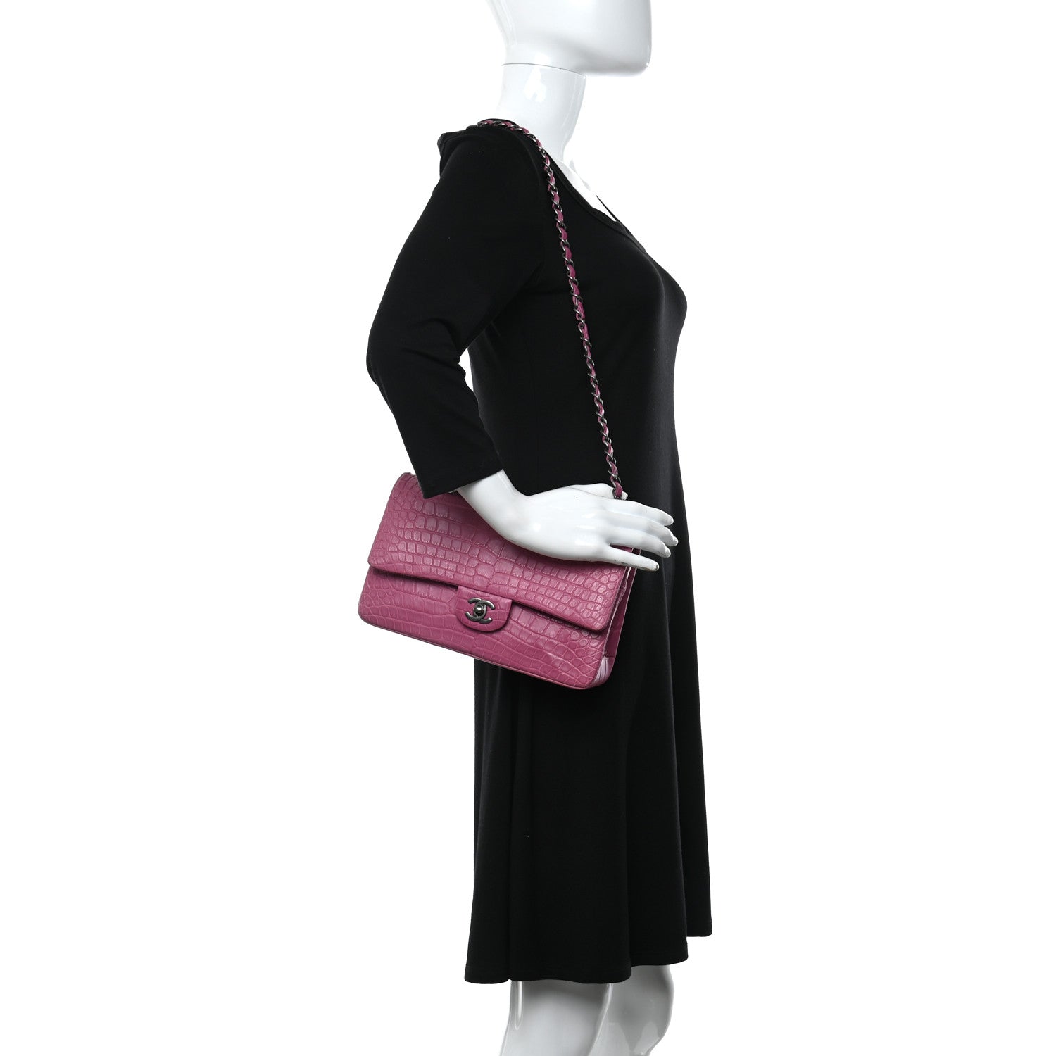 Chanel Alligator Medium Double Flap Pink 2 of 9