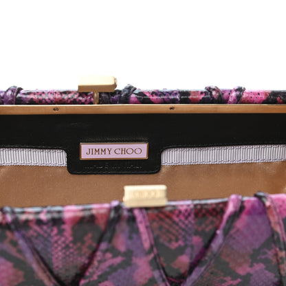 Jimmy Choo Elaphe Snakeskin Small Knotted Tube Evening Clutch Pink 6 of 6