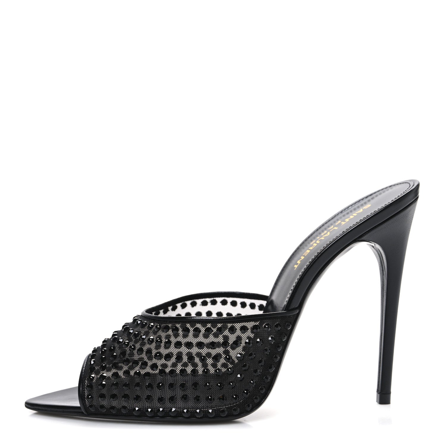 Saint Laurent Tulle Strass Gippy 110 Mule Sandals 39 Black Jet 1 of 10