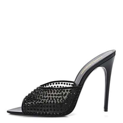 Saint Laurent Tulle Strass Gippy 110 Mule Sandals 39 Black Jet 1 of 10