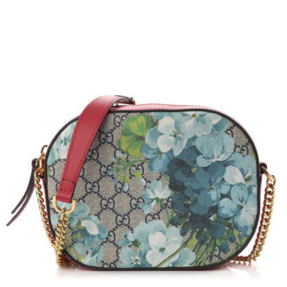 Gucci GG Supreme Monogram Blooms Mini Chain Shoulder Bag Beige Blue Navy Hibiscus Red 1 of 11