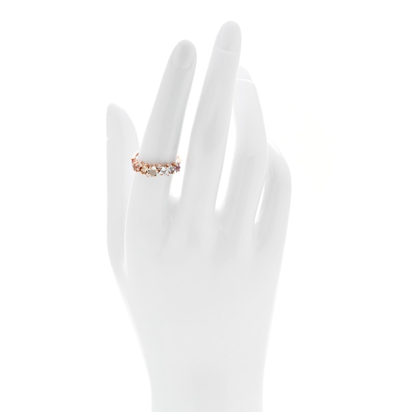 18K Rose Gold Diamond Multi Gemstone Nadima Half Band Ring 54 7