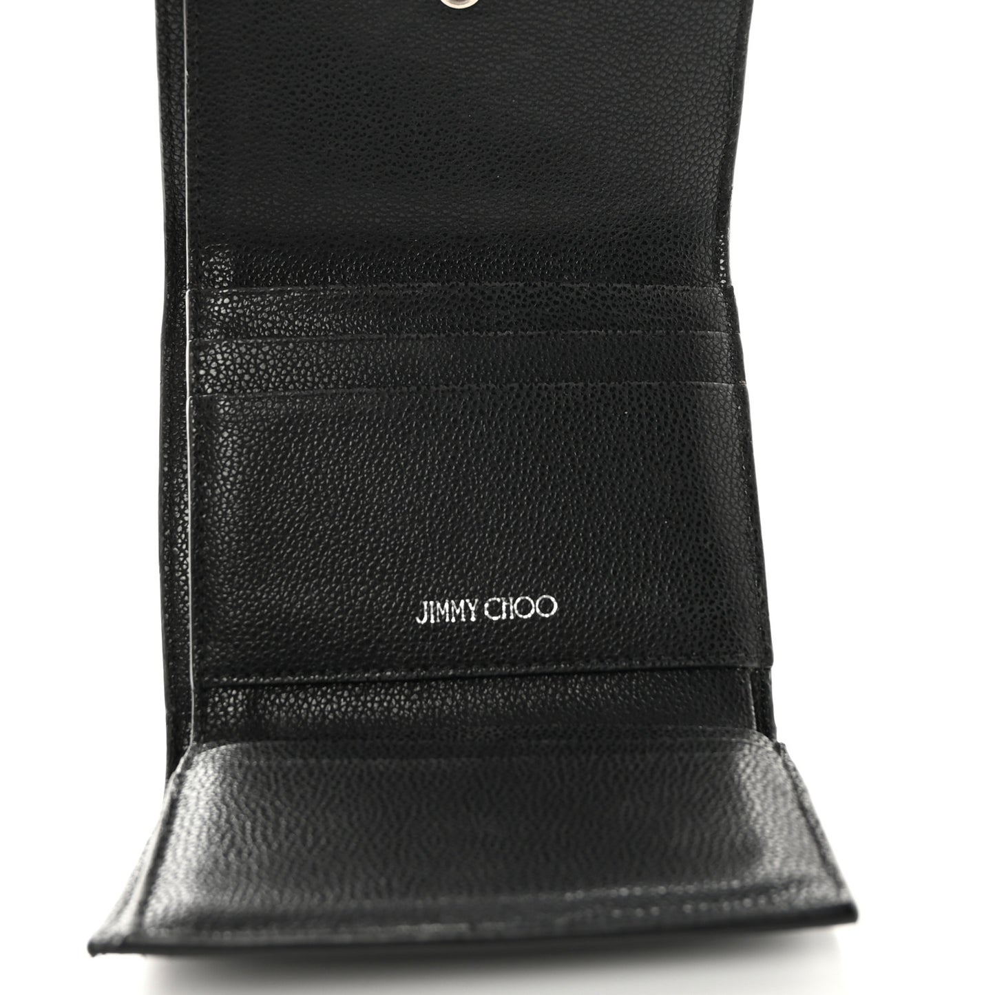 Calfskin Crystal Cheri Compact Wallet Black