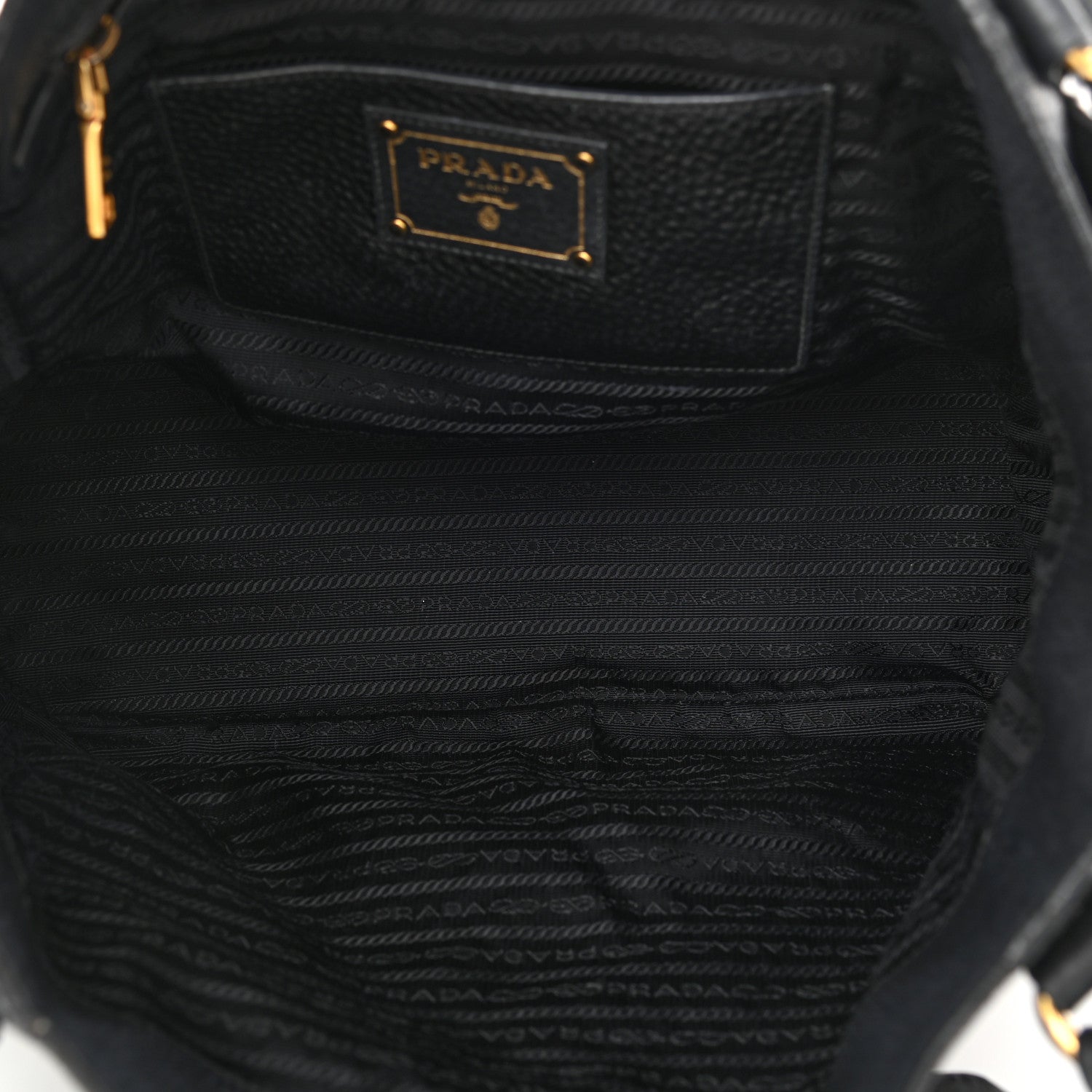 Prada Vitello Daino Side Pocket Tote Black 4 of 15