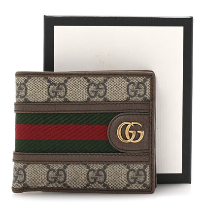 Gucci GG Supreme Monogram Web Mens Ophidia Bi-Fold Coin Wallet Beige New Acero 7 of 7