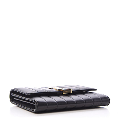 Saint Laurent Lambskin Matelasse Monogram Vicky Chain Wallet Black 4 of 12