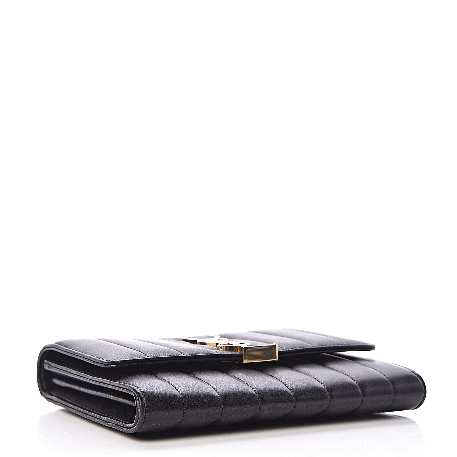 Saint Laurent Lambskin Matelasse Monogram Vicky Chain Wallet Black 4 of 12