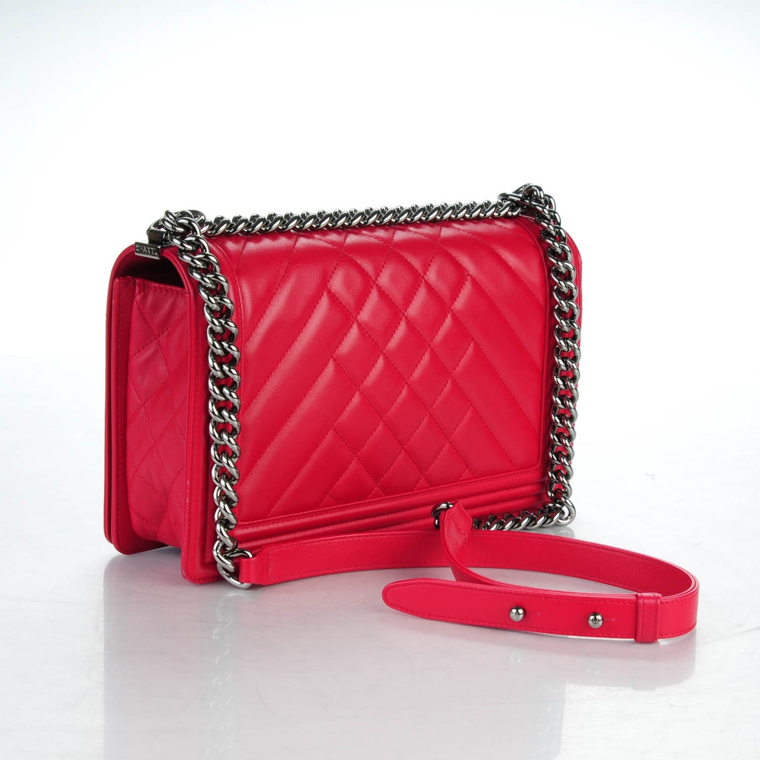 Chanel Lambskin Chevron Quilted New Medium Boy Flap Dark Pink 3 of 7