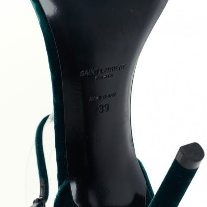 Saint Laurent Velvet Amber 105 Ankle Strap Sandals 39 Malachite 5 of 8