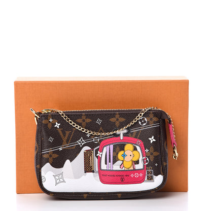 Louis Vuitton Monogram 2019 Christmas Animation Mini Courchevel Pochette Accessories Fuchsia 7 of 7