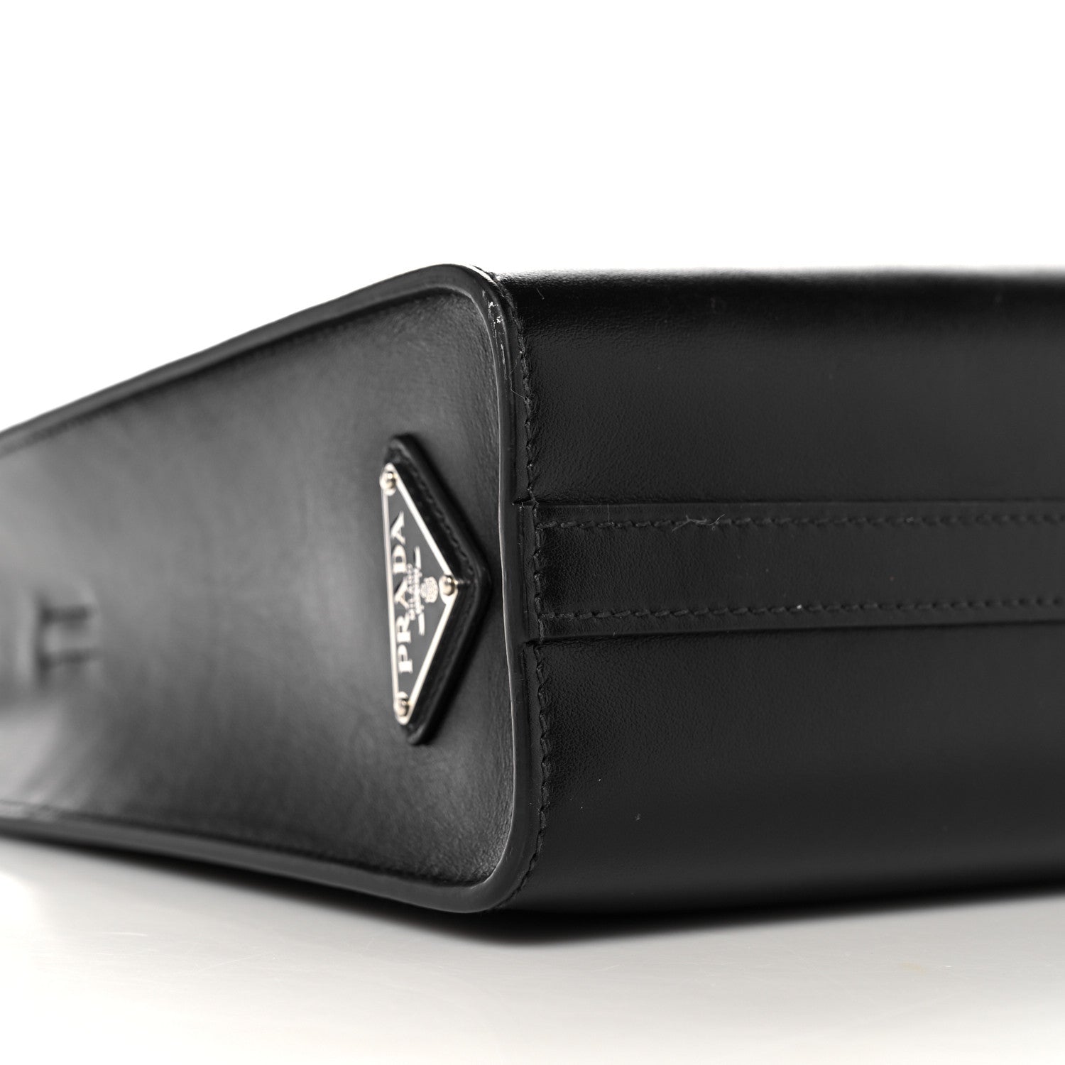 Prada Calfskin Triangle Tote Bag Black 10 of 15