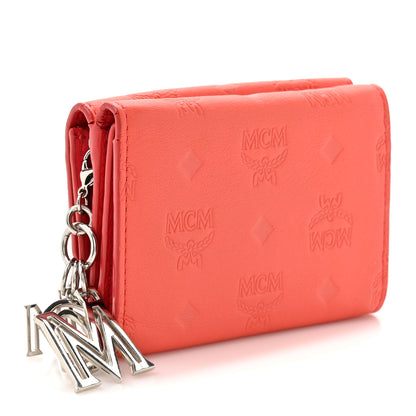 MCM Calfskin Ottomar Monogram Tri-Fold Wallet Hot Coral 3 of 11