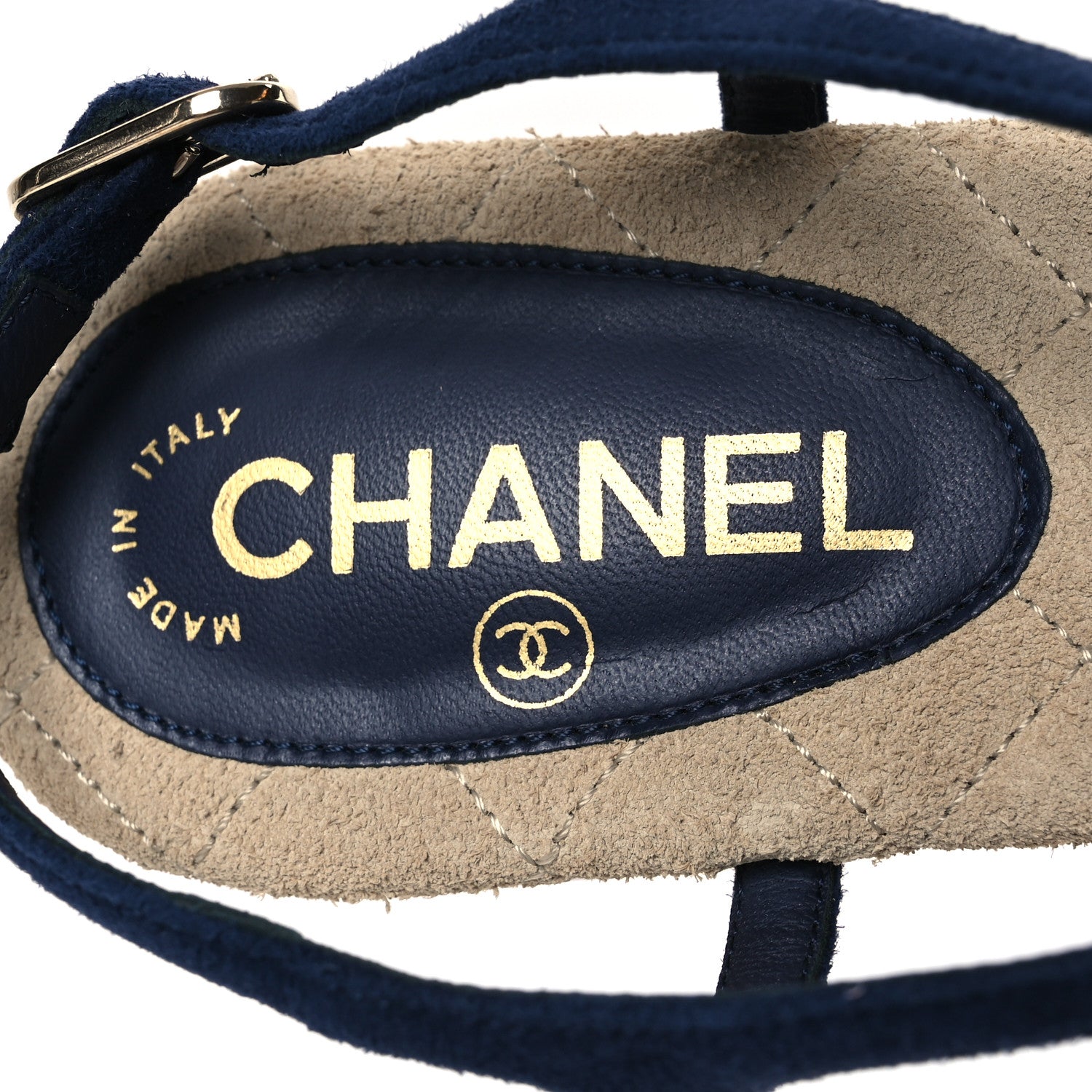 Chanel Suede Crystal CC Thong Sandals 39.5 Navy 9 of 13