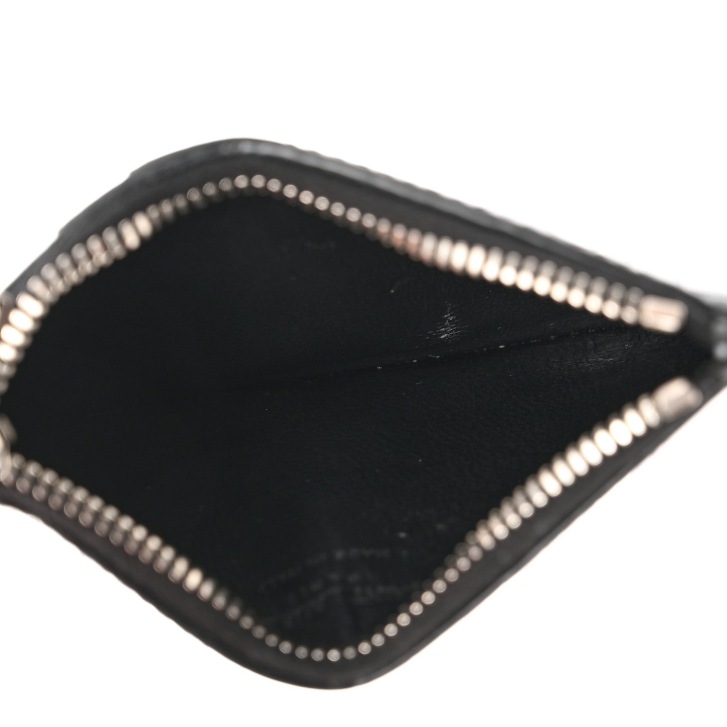 Calfskin Crocodile Embossed 5 Fragments Zip Pouch Card Holder Black