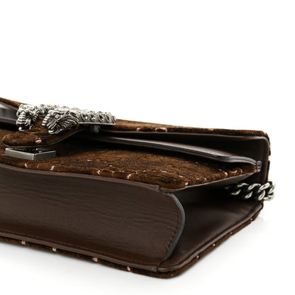 Gucci Velvet Moon Calfskin Crystal GG Monogram Small Dionysus Shoulder Bag Brown Vintage Cocoa Black Diamond 10 of 10