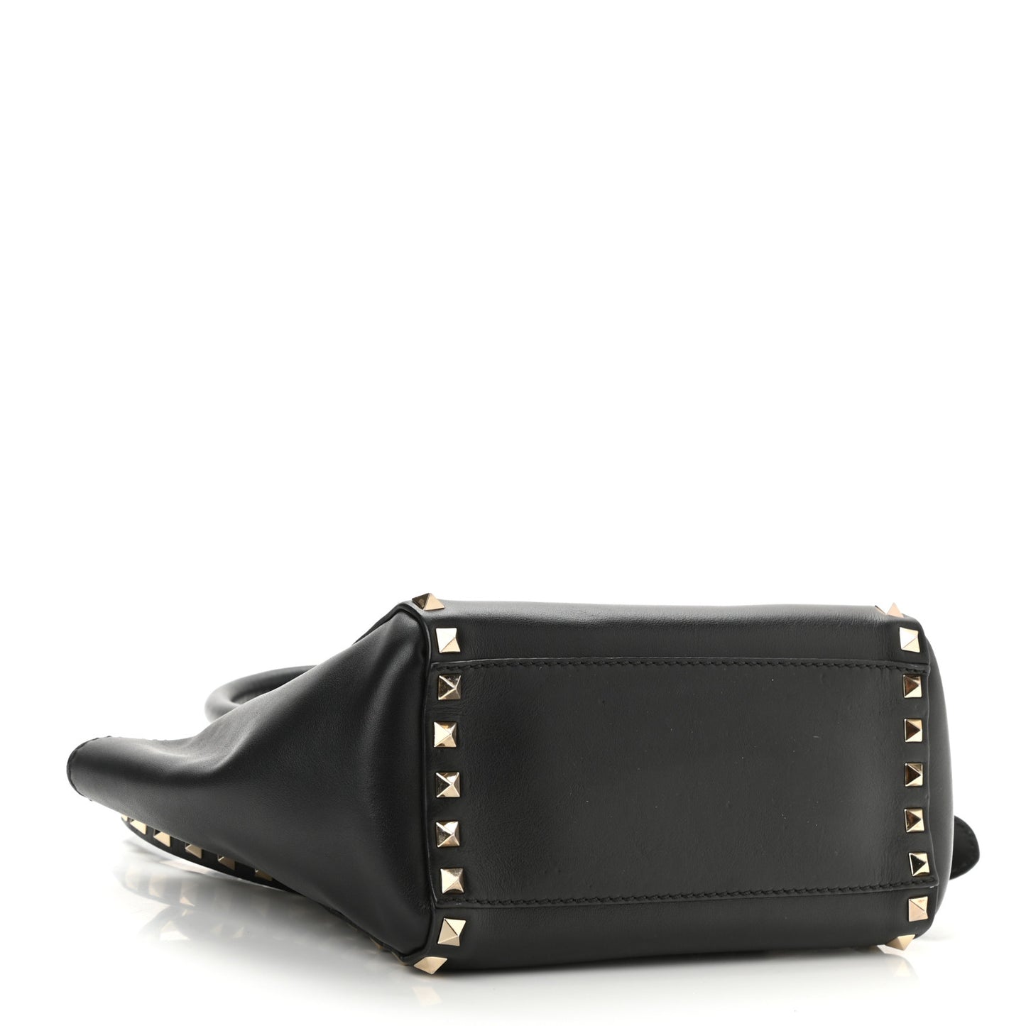 Vitello Mini Rockstud Double Handle Tote Black
