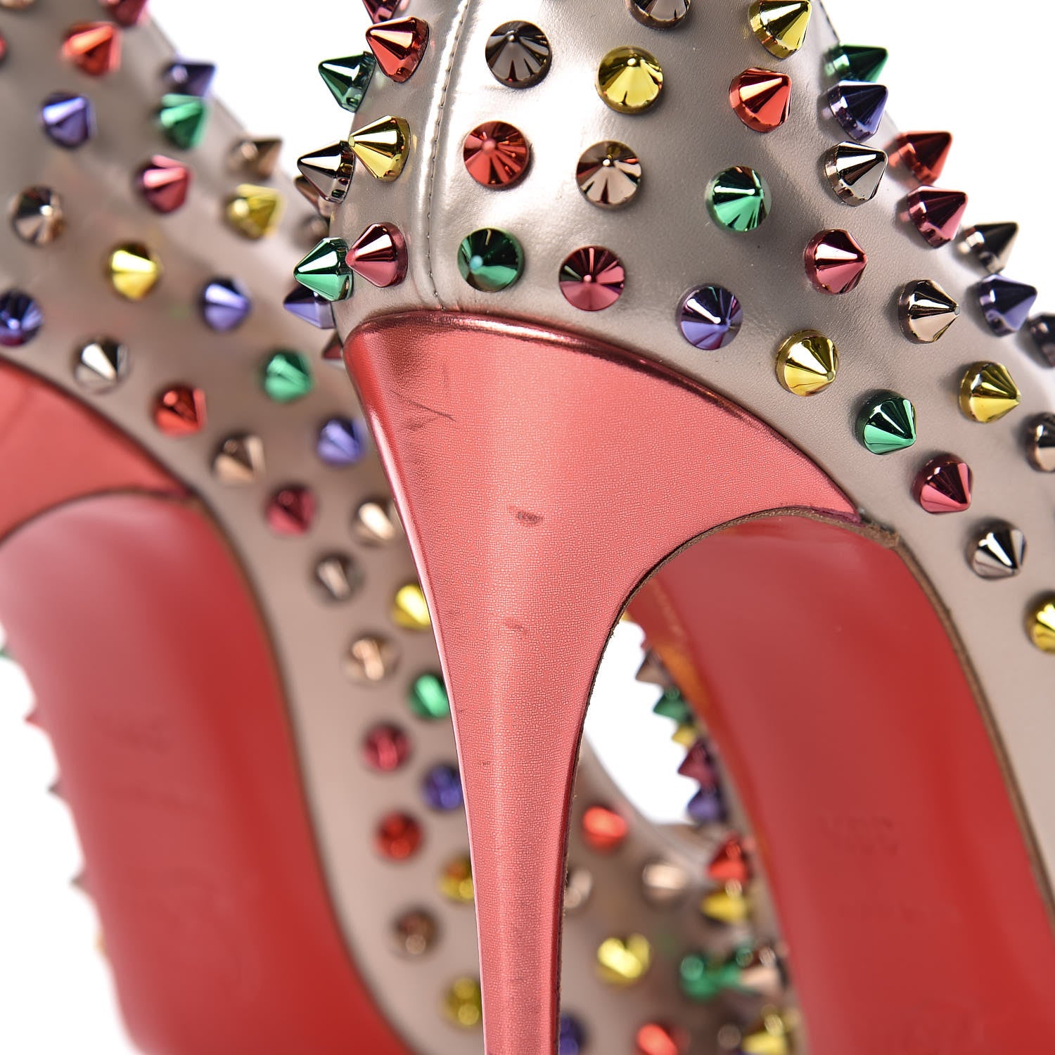 Christian Louboutin Specchio Follies Spikes 100 Pumps 38.5 Beige Multicolor 5 of 10