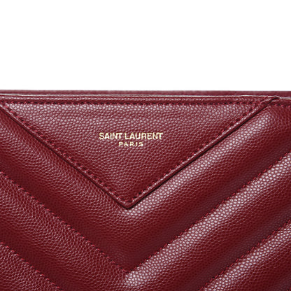 Saint Laurent Grain de Poudre Matelasse Chevron Medium Tribeca Shopping Bag Garnet 5 of 12