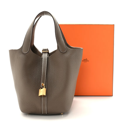 Hermes Taurillon Clemence Picotin Lock 18 PM Etoupe 12 of 12