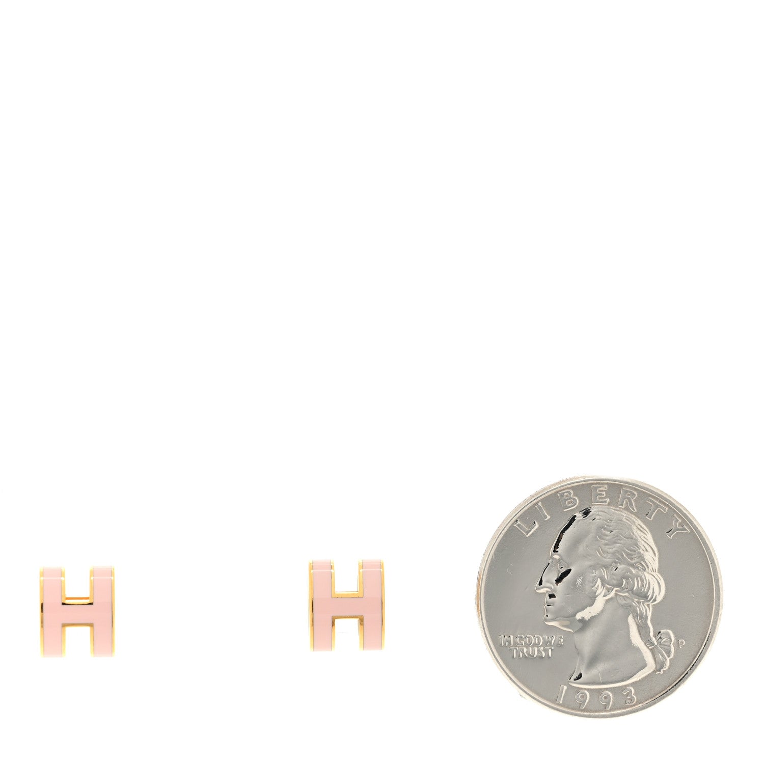 Hermes Rose Gold Lacquered Mini Pop H Earrings Rose Sakura 2 of 4