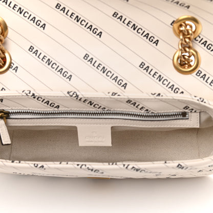 Gucci X BALENCIAGA Calfskin Matelasse Logo Print Small GG Marmont Shoulder Bag White 5 of 10