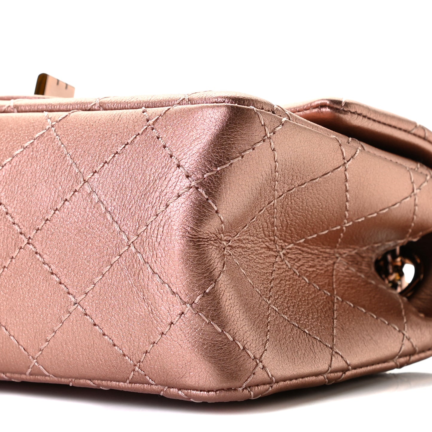 Metallic Grained Calfskin Quilted 2.55 Reissue Mini Flap Copper Pink