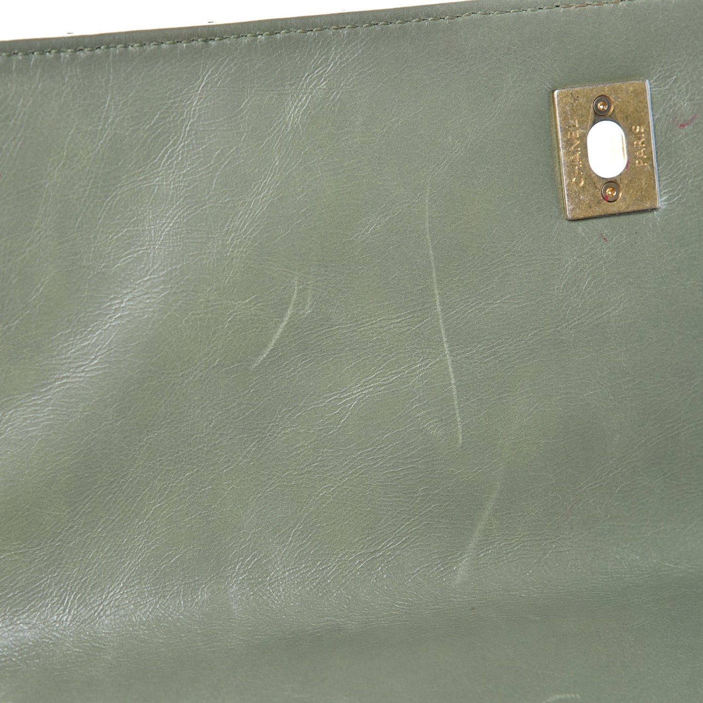 Calfskin Lizard Chevron Quilted Medium Coco Handle Flap Green