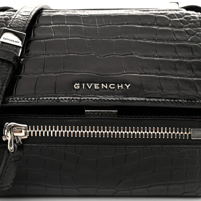 Givenchy Calfskin Crocodile Embossed Mini Pandora Box Crossbody Bag Black 8 of 10