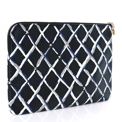Chanel Lambskin Painted Quilt Pouch Black Blue Grey 3 of 9