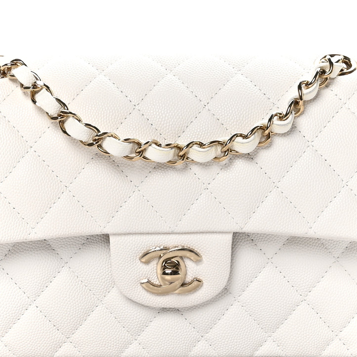 Caviar Quilted Small Double Flap White