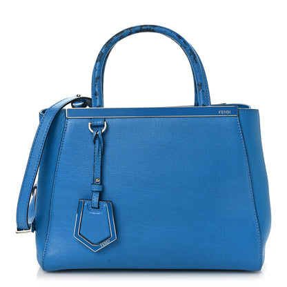 Fendi Vitello Elite Flamingo Petite 2Jours Tote Blue Royal 1 of 12