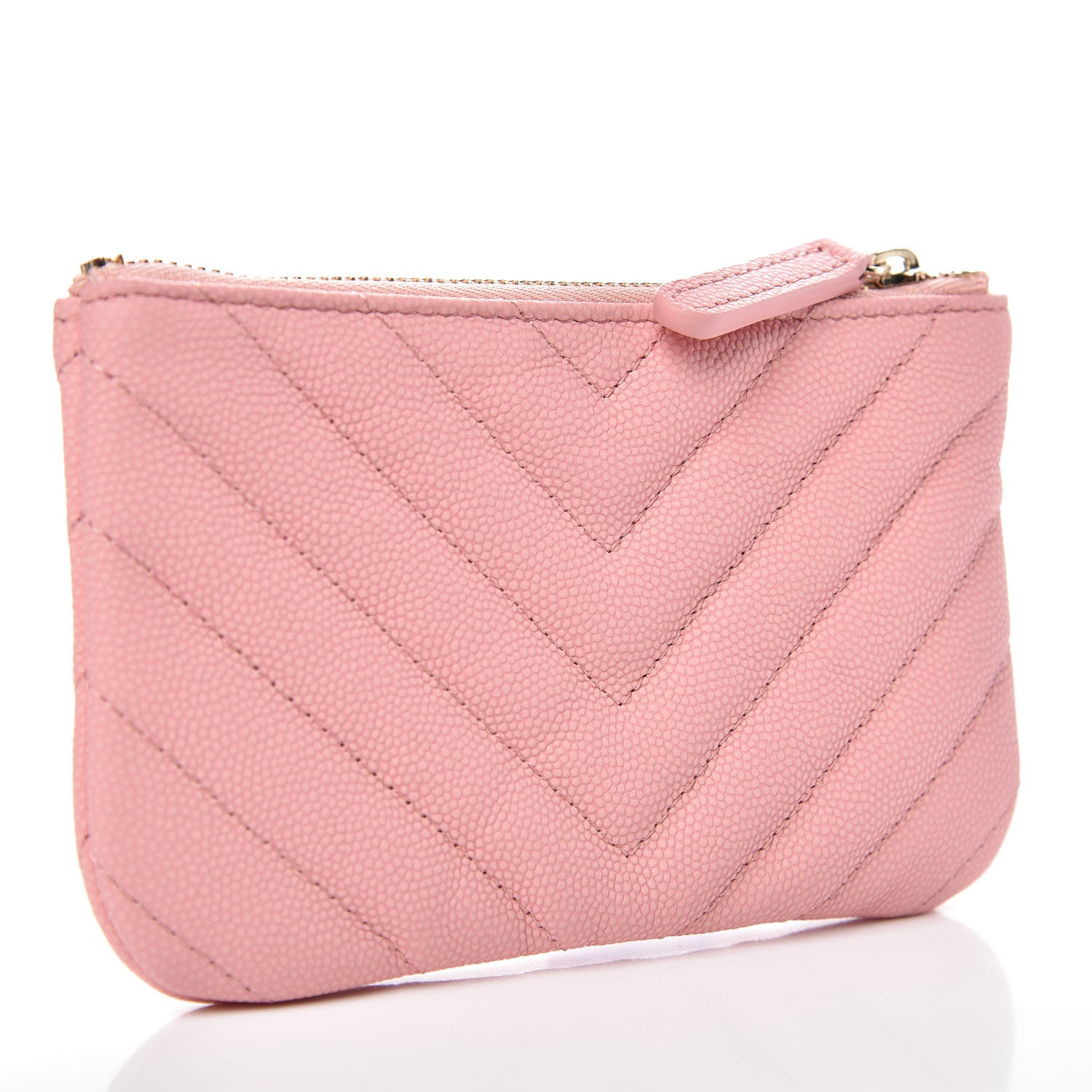 Chanel Caviar Chevron Quilted Small Cosmetic Case Pink 3 of 8