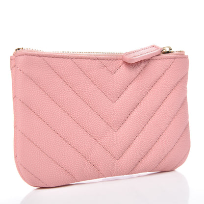 Chanel Caviar Chevron Quilted Small Cosmetic Case Pink 3 of 8