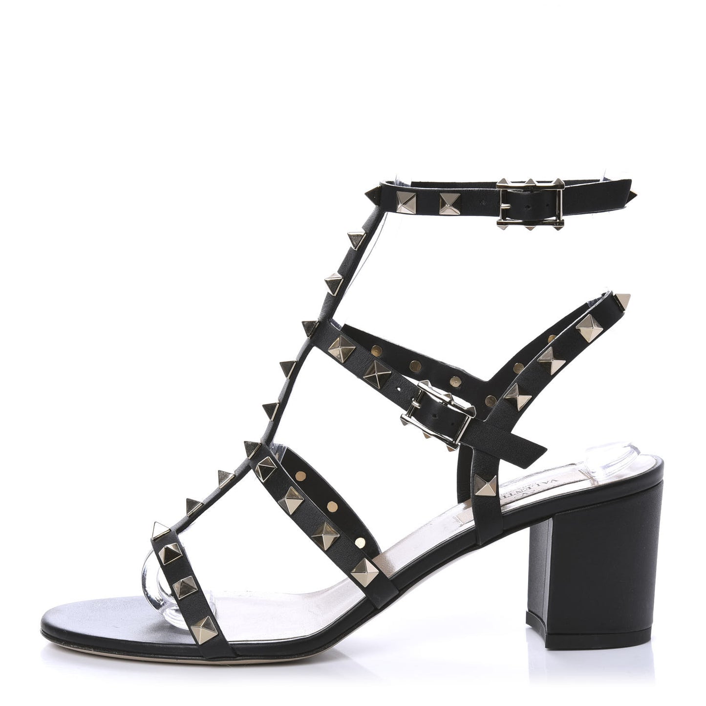 Calfskin Rockstud 60mm City Sandals 37.5 Black
