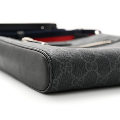 Gucci GG Supreme Monogram Web Small Flat Messenger Bag Black Grey 9 of 11