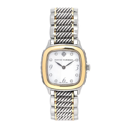 David Yurman Stainless Steel 18K Yellow Gold Diamond Mother of Pearl 25mm Thoroughbred Quartz Watch 1 of 5