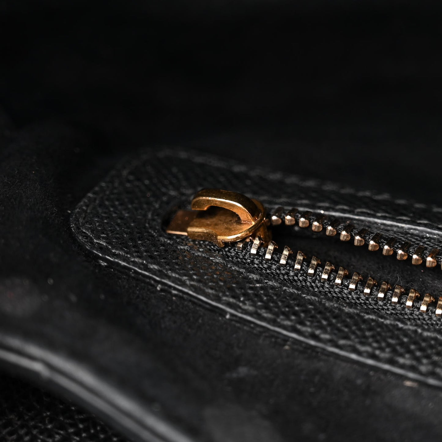 CHRISTIAN DIOR Grained Calfskin Saddle Bag With Strap Black