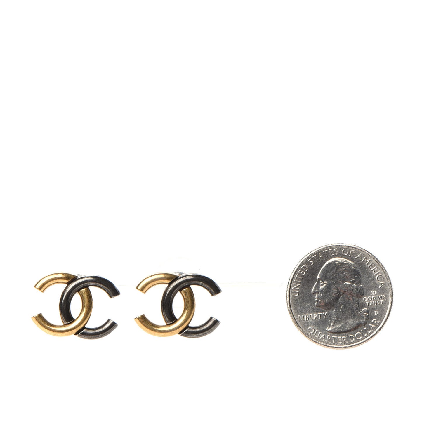 Metal CC Earrings Gold Ruthenium