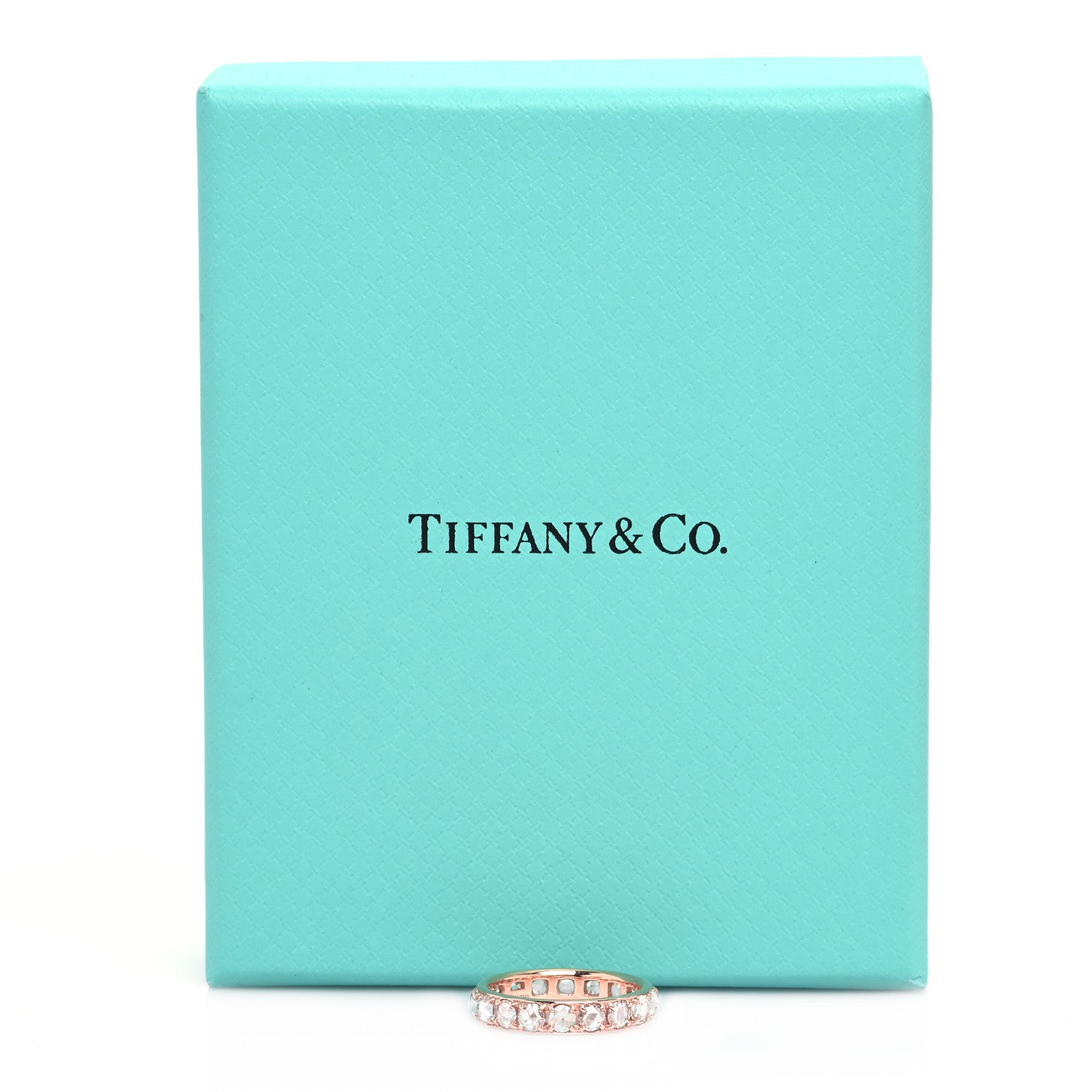 Tiffany 18K Rose Gold Diamond Metro Rose Cut Eternity Band Ring 49 5 5 of 5