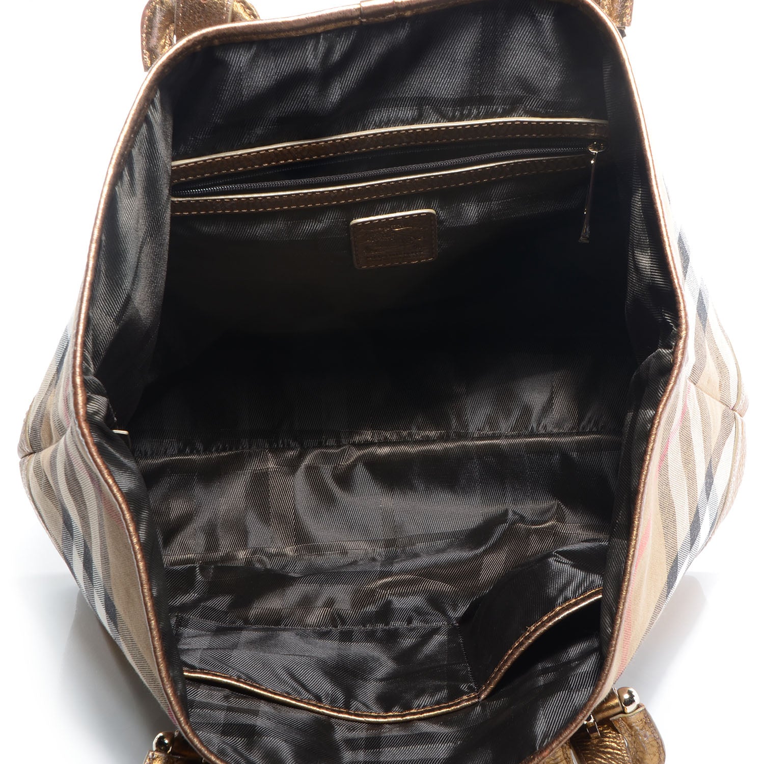 Burberry Shimmer Check Byron Tote Gold 5 of 10