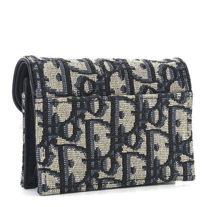 Christian Dior Oblique Saddle Card Holder Blue 3 of 7