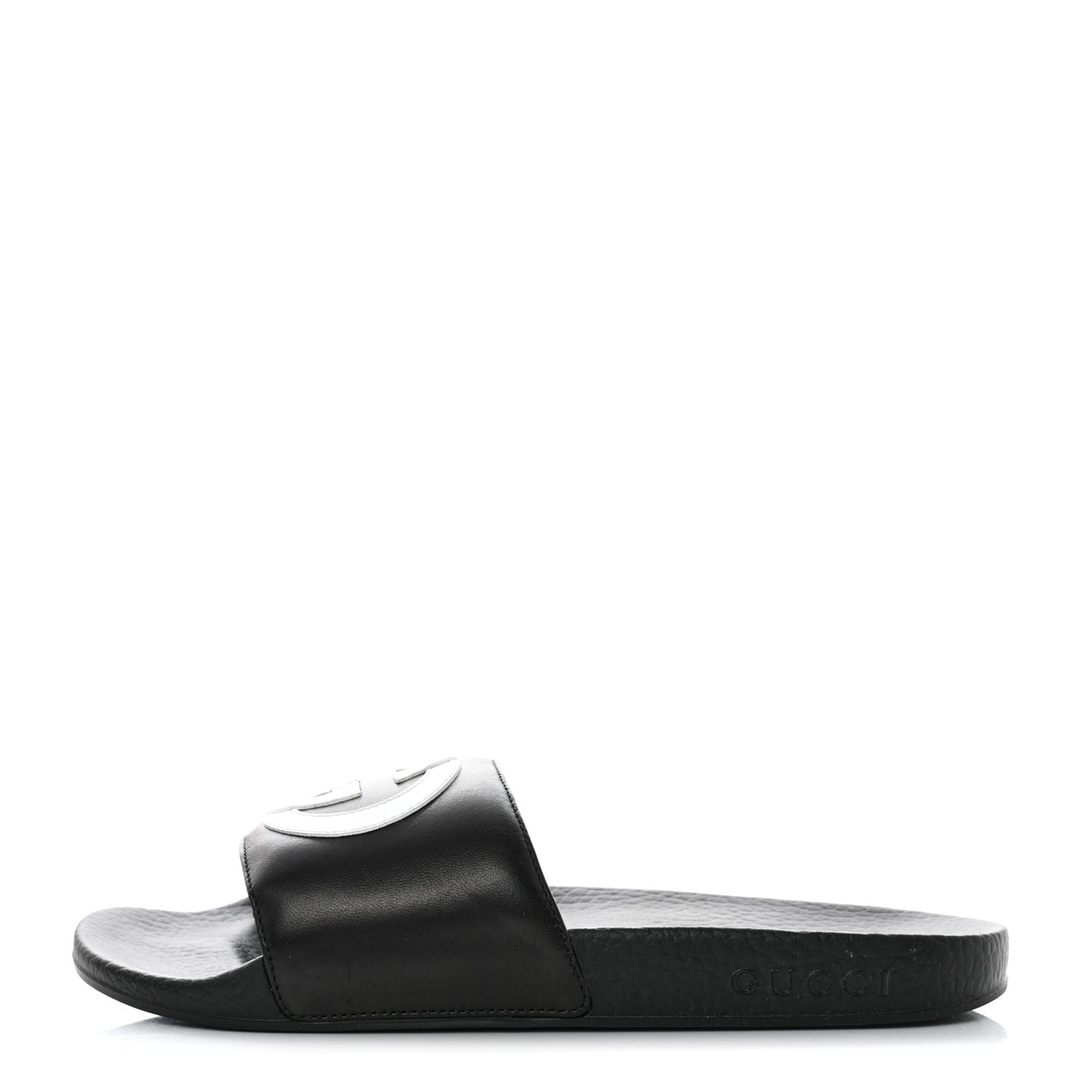Nappa Miro Soft Calfskin Womens Interlocking G Slide Sandals 38 Black White