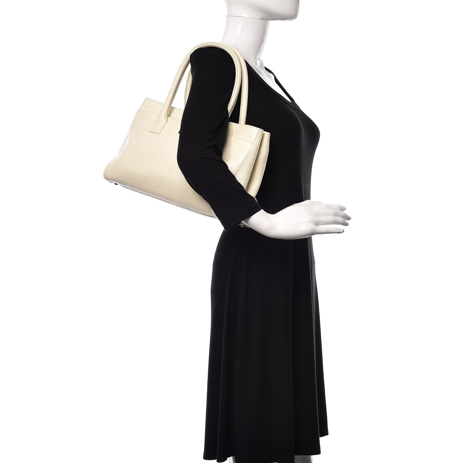 Chanel Calfskin Mademoiselle Lock Cerf Shopper Tote White 2 of 35